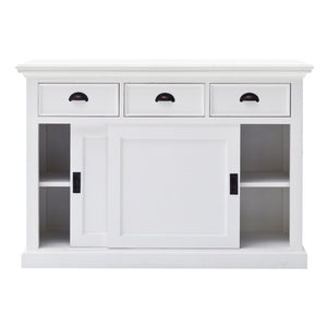 HomeRoots 49" White Buffet Server - Hand-Finished Farmhouse Design with Ample Storage & Classic Charm 388215