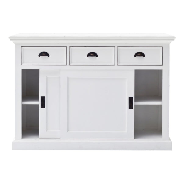 HomeRoots 49" White Buffet Server - Hand-Finished Farmhouse Design with Ample Storage & Classic Charm 388215