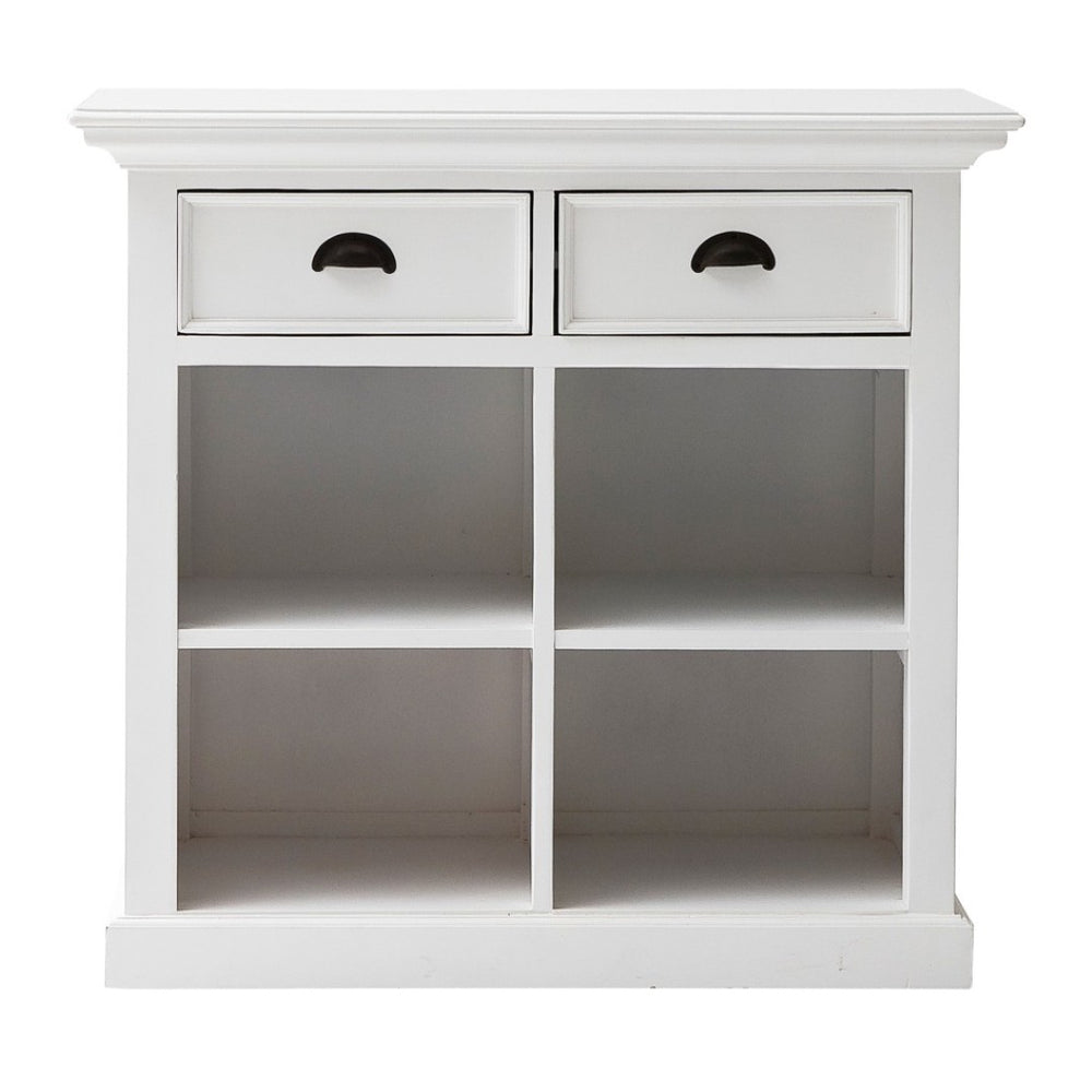 HomeRoots 35" White Accent Cabinet with Distressed Finish, Rattan Baskets & Versatile Storage for Every Room 388218