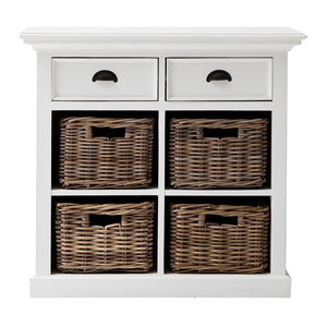 Homeroots 35" White Accent Cabinet With Two Drawers And Baskets   388218