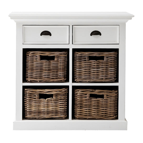 Homeroots 35" White Accent Cabinet With Two Drawers And Baskets   388218