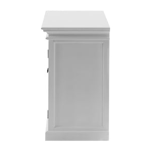 HomeRoots 35" White Wood and Glass Accent Cabinet - Farmhouse Charm with Versatile Storage for Any Room 388219