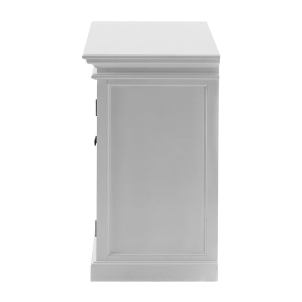HomeRoots 35" White Wood and Glass Accent Cabinet - Farmhouse Charm with Versatile Storage for Any Room 388219