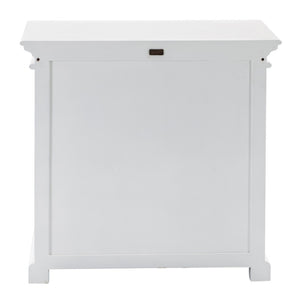 HomeRoots 35" White Wood and Glass Accent Cabinet - Farmhouse Charm with Versatile Storage for Any Room 388219
