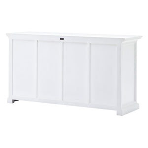 HomeRoots 63" Elegant White Solid Wood Sideboard with 4 Drawers & 2 Doors for Stylish Storage Solutions 388221
