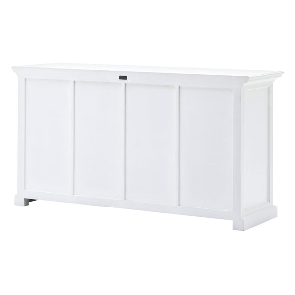 HomeRoots 63" Elegant White Solid Wood Sideboard with 4 Drawers & 2 Doors for Stylish Storage Solutions 388221