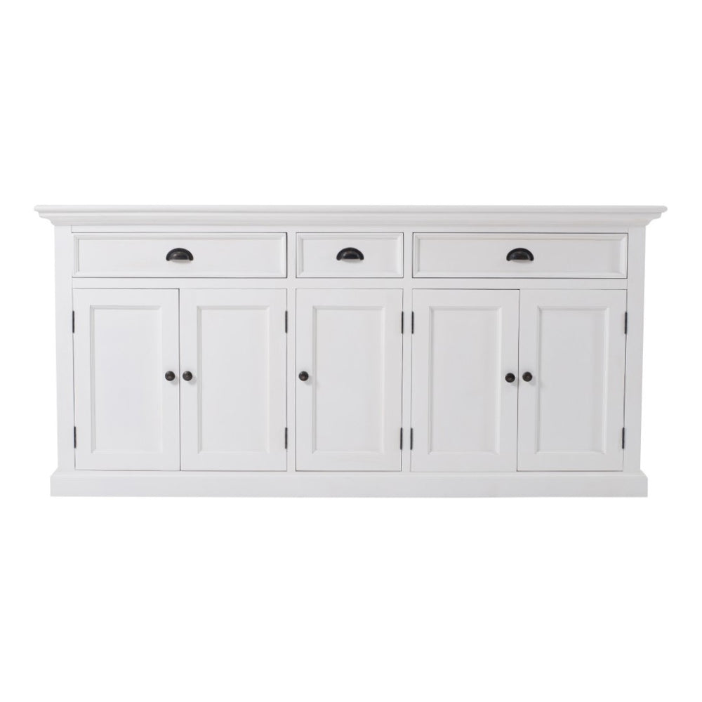 HomeRoots 71" Elegant White Solid Wood Sideboard with Three Drawers & Five Doors for Stylish Storage Solutions 388222