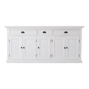 Homeroots 71" White Solid Wood Three Drawer Sideboard With Five Doors   388222