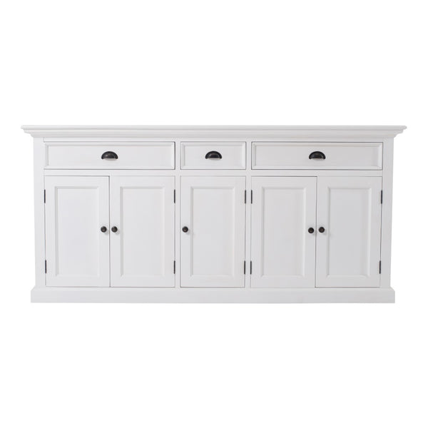 Homeroots 71" White Solid Wood Three Drawer Sideboard With Five Doors   388222