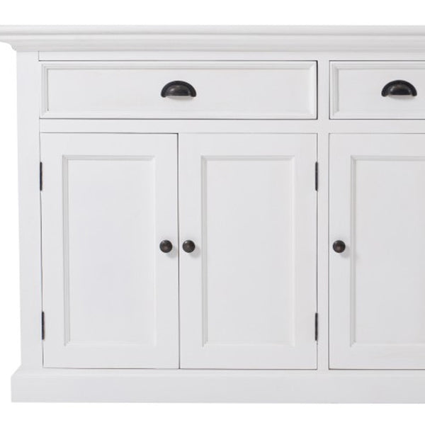 Homeroots 71" White Solid Wood Three Drawer Sideboard With Five Doors   388222