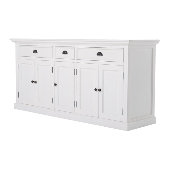 Homeroots 71" White Solid Wood Three Drawer Sideboard With Five Doors   388222