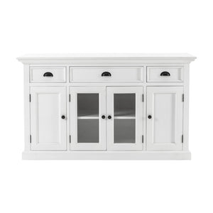 Homeroots White Accent Cabinet With Glass Doors  Wood 388223