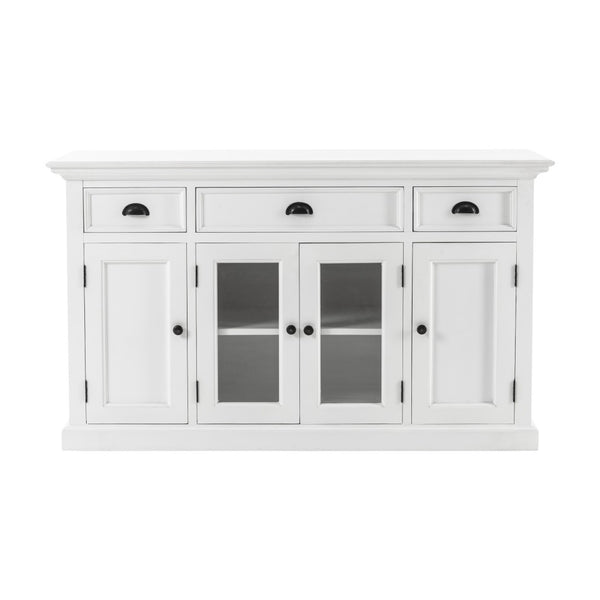 Homeroots White Accent Cabinet With Glass Doors  Wood 388223