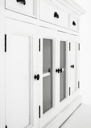 HomeRoots 57" Elegant Solid Wood Sideboard with Glass Doors - Stylish Storage for Dining & Living Spaces 388223