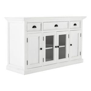 Homeroots White Accent Cabinet With Glass Doors  Wood 388223