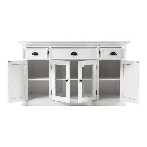 Homeroots White Accent Cabinet With Glass Doors  Wood 388223