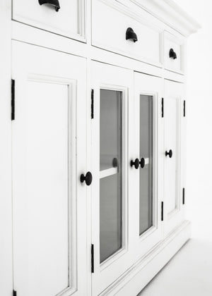 Homeroots White Accent Cabinet With Glass Doors  Wood 388223