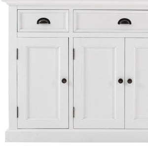 HomeRoots 57" Versatile Solid Wood Sideboard - Timeless Storage Solution with Distressed White Finish & Charm 388224
