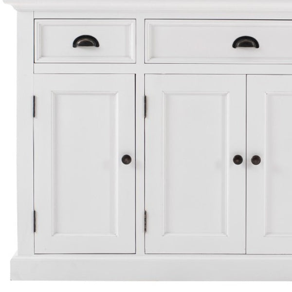 HomeRoots 57" Versatile Solid Wood Sideboard - Timeless Storage Solution with Distressed White Finish & Charm 388224