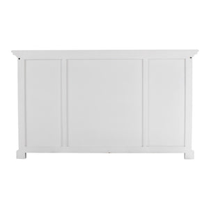 HomeRoots 57" Versatile Solid Wood Sideboard - Timeless Storage Solution with Distressed White Finish & Charm 388224