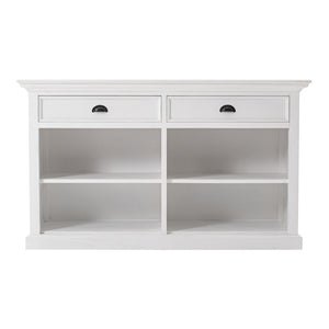 Homeroots 57" White Wood Two Drawer Buffet Table   388225