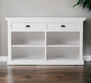 Homeroots 57" White Wood Two Drawer Buffet Table   388225
