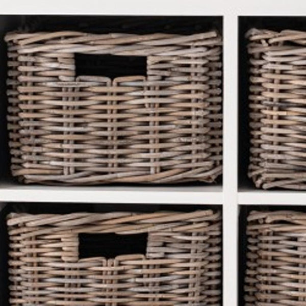 HomeRoots 63" Rustic Brown and White Distressed Solid Wood Sideboard with Baskets for Stylish Storage Solutions 388228