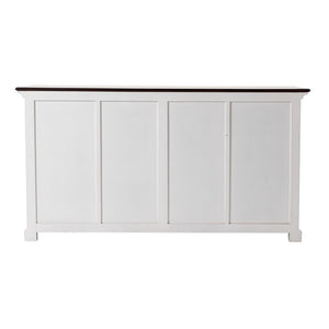 HomeRoots 63" Rustic Brown and White Distressed Solid Wood Sideboard with Baskets for Stylish Storage Solutions 388228