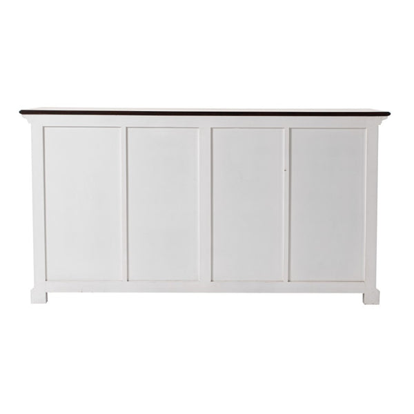 HomeRoots 63" Rustic Brown and White Distressed Solid Wood Sideboard with Baskets for Stylish Storage Solutions 388228
