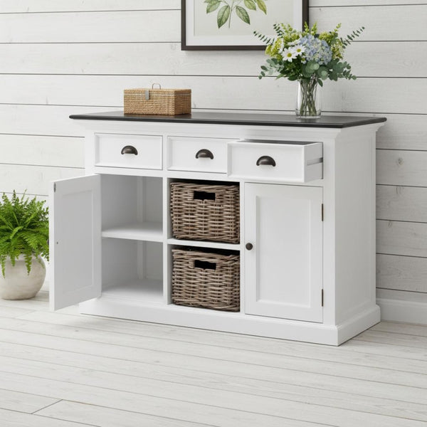 HomeRoots Modern Farmhouse Black and White Accent Cabinet - Stylish Storage for Any Room, Fully Assembled! 388230