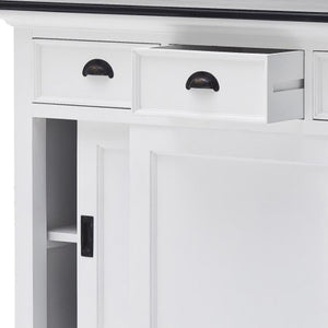 HomeRoots Modern Farmhouse Buffet Server with Sliding Doors - Timeless Black & White Design for Stylish Storage 388231