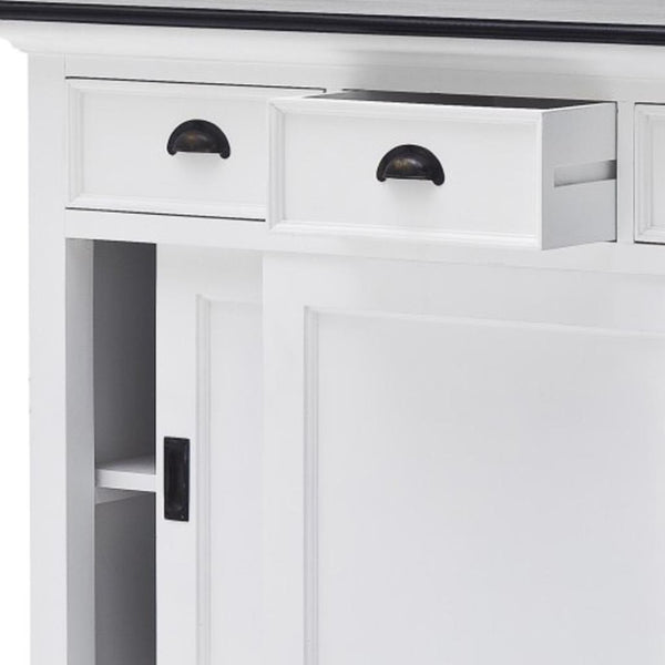 HomeRoots Modern Farmhouse Buffet Server with Sliding Doors - Timeless Black & White Design for Stylish Storage 388231