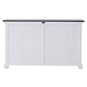 Homeroots Modern Farmhouse Black And White Buffet Server With Sliding Doors  Wood 388231