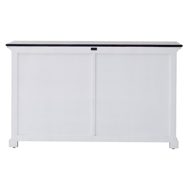 Homeroots Modern Farmhouse Black And White Buffet Server With Sliding Doors  Wood 388231