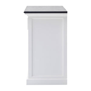 Homeroots Modern Farmhouse Black And White Buffet Server With Sliding Doors  Wood 388231