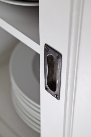 Homeroots Modern Farmhouse Black And White Buffet Server With Sliding Doors  Wood 388231