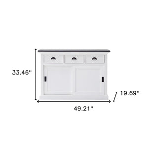 Homeroots Modern Farmhouse Black And White Buffet Server With Sliding Doors  Wood 388231