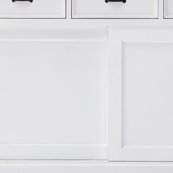 Homeroots Modern Farmhouse Black And White Buffet Server With Sliding Doors  Wood 388231