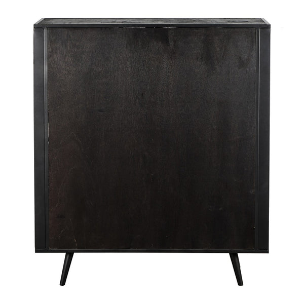 Homeroots Modern Rustic Black Rattan Double Decker Accent Cabinet  Manufactured Wood 388242