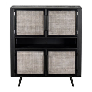 Homeroots Modern Rustic Black Rattan Double Decker Accent Cabinet  Manufactured Wood 388242