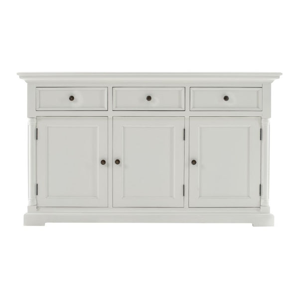 HomeRoots Modern Farmhouse Three Door White Wood Buffet Server for Stylish Dining Storage 388248