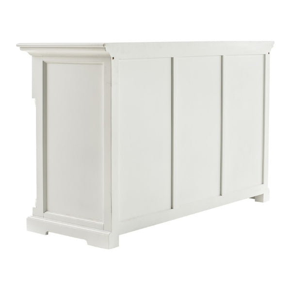 Modern Farmhouse Three Door White Wood Buffet Server for Stylish Dining Storage