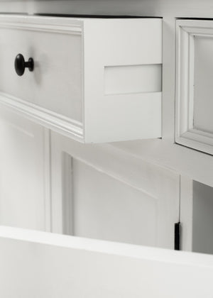 Modern Farmhouse Three Door White Wood Buffet Server for Stylish Dining Storage
