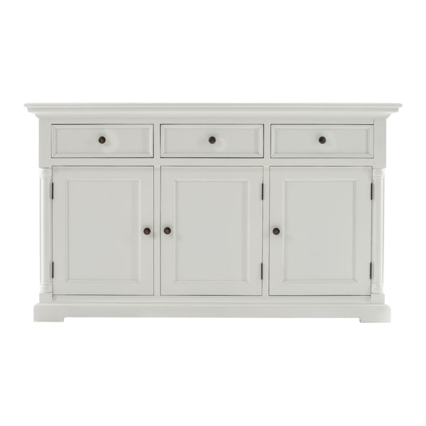 Homeroots Modern Farm White Three Door Buffet Server  Wood 388248