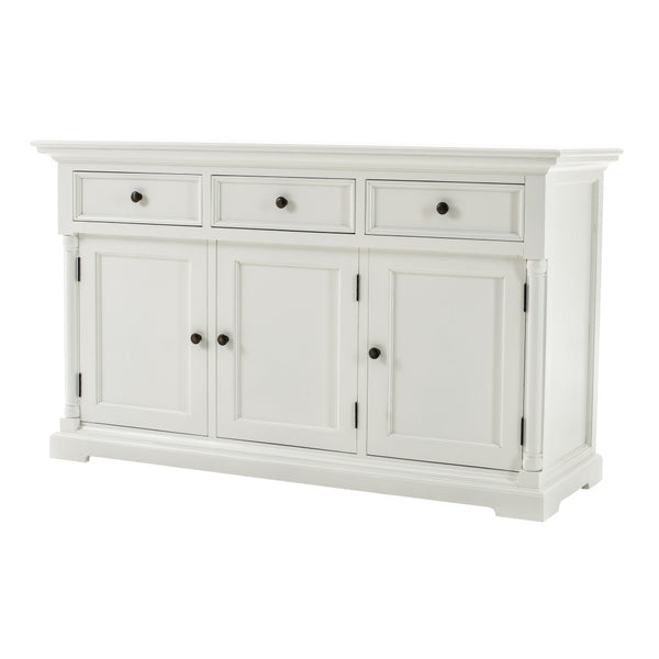 Homeroots Modern Farm White Three Door Buffet Server  Wood 388248