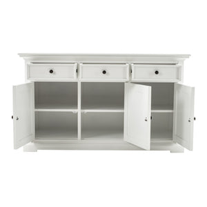 Homeroots Modern Farm White Three Door Buffet Server  Wood 388248