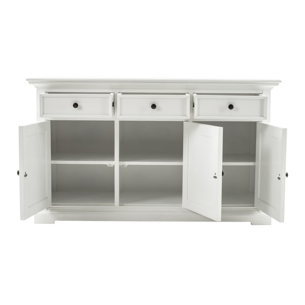 Homeroots Modern Farm White Three Door Buffet Server  Wood 388248