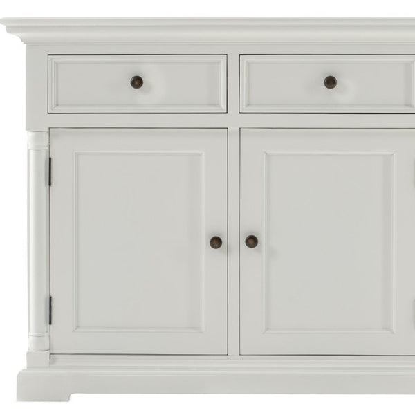 Homeroots Modern Farm White Three Door Buffet Server  Wood 388248