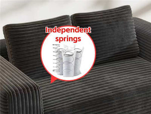 English Elm Sofa Cloud-Lounge 2-Seater Corduroy Memory Foam Loveseat, No-Assembly Modular, Portable Gray W1960P381476