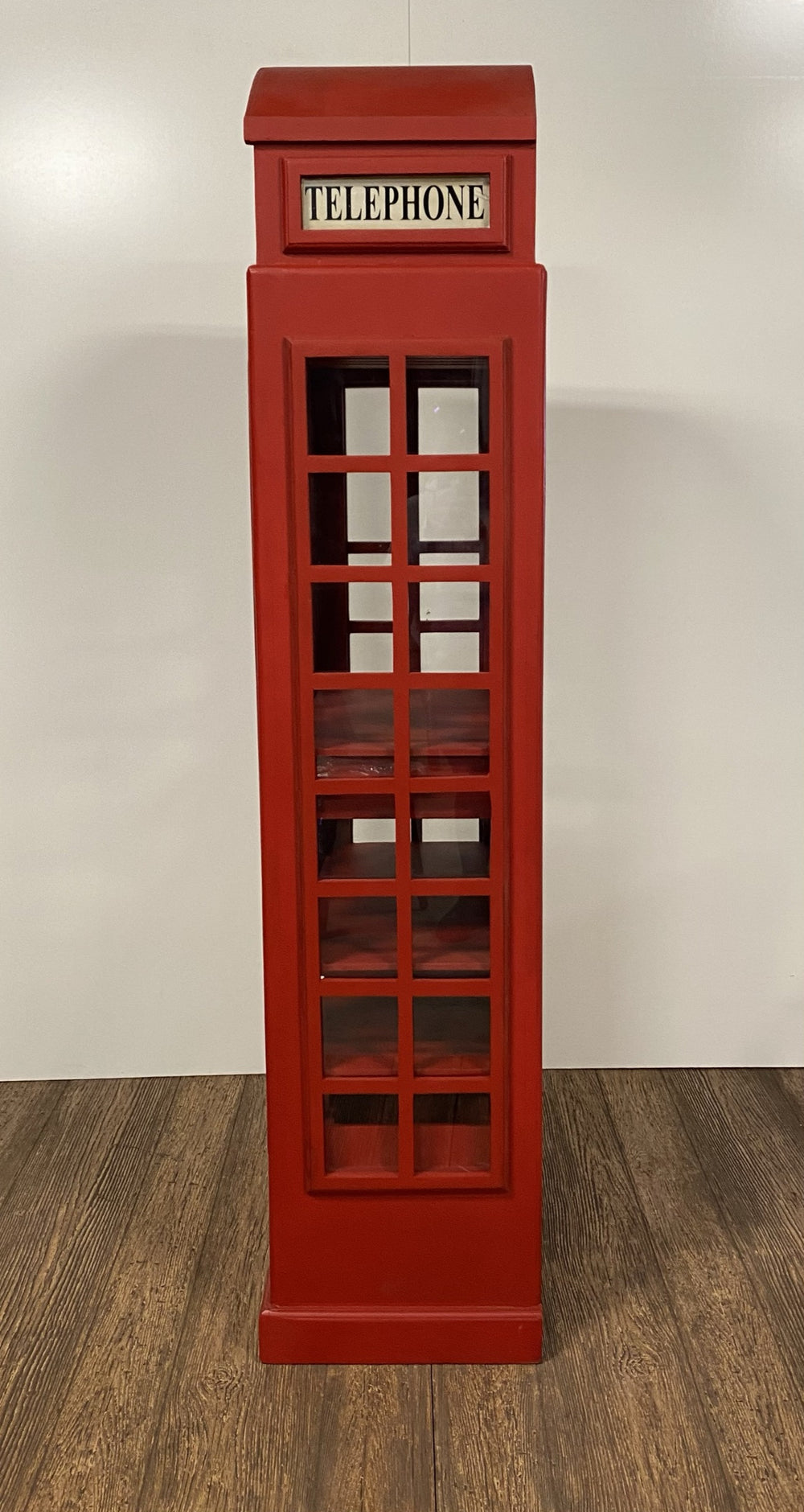 Homeroots Vintage Red Wooden Phone Booth Bar Cabinet  Solid Wood 388258